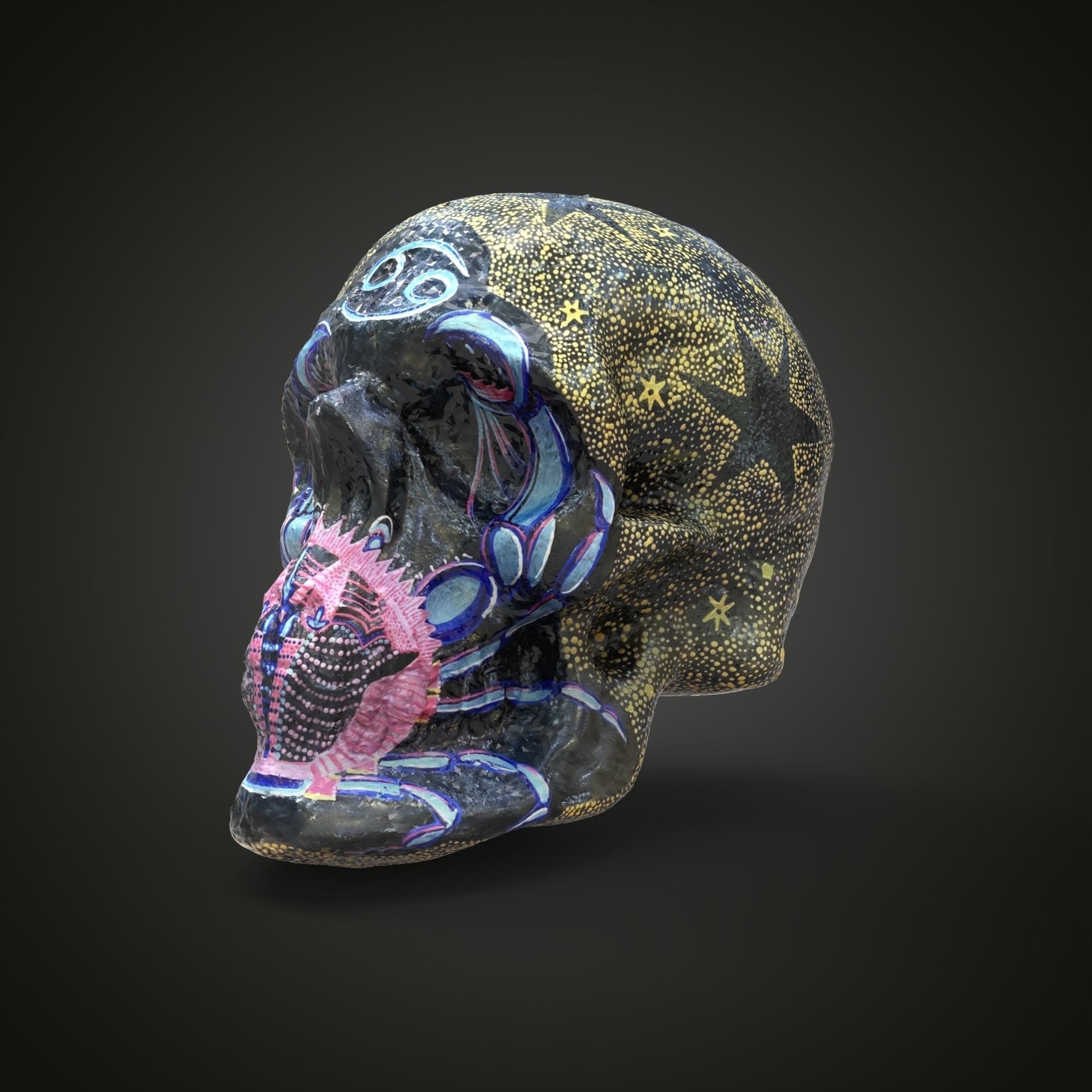 cancer zodiac scull Low-poly 3D model_15
