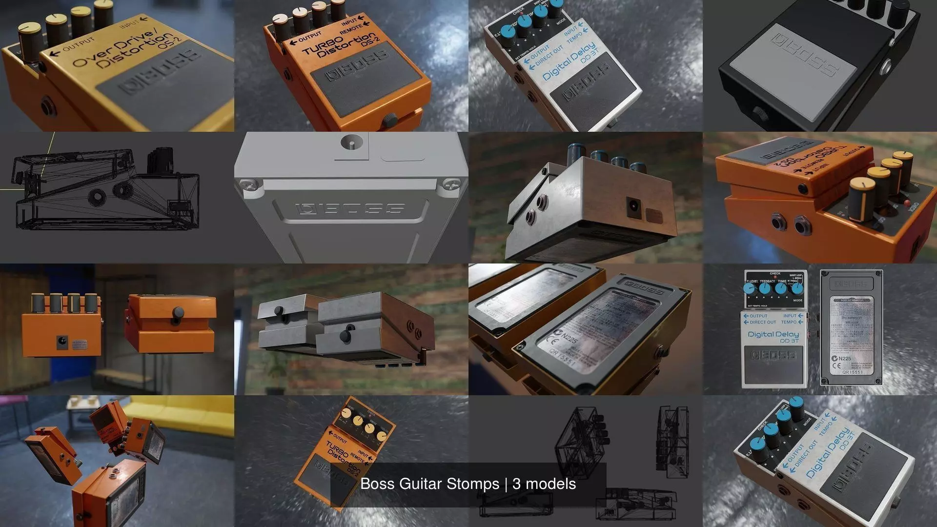 Boss Guitar Stomps 3D Model Collection_0