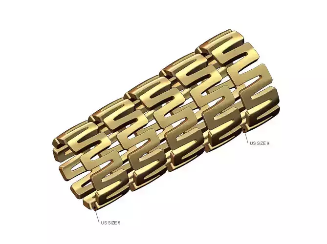 Elongated square chunky greek key band US sizes 5to9 3D print model