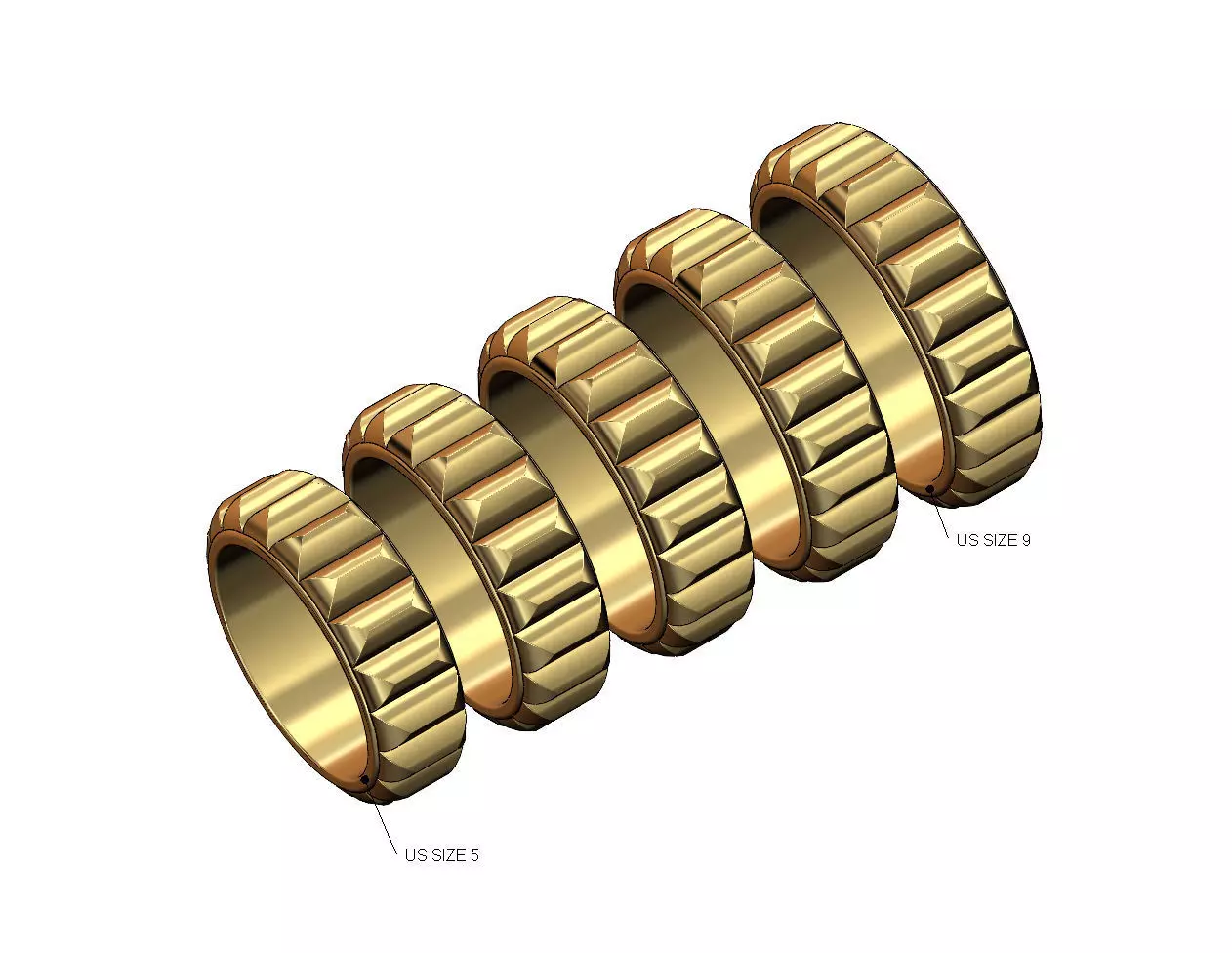 Elongated rounded studs eternity band US sizes 5to9 3D print model_0