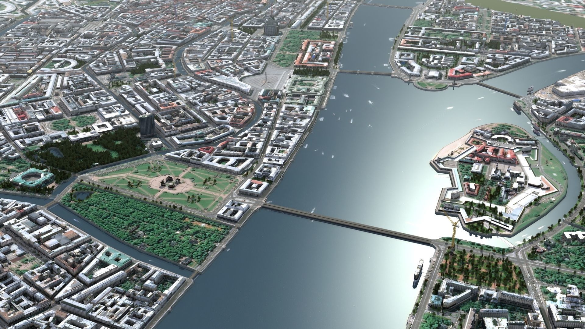 City of St Petersburg Russia Low-poly 3D model_5