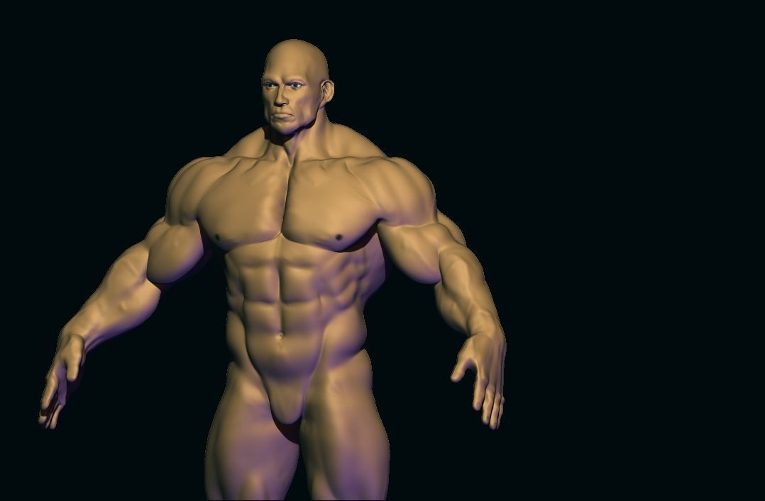 bodybuilder base mesh Low-poly 3D model_3