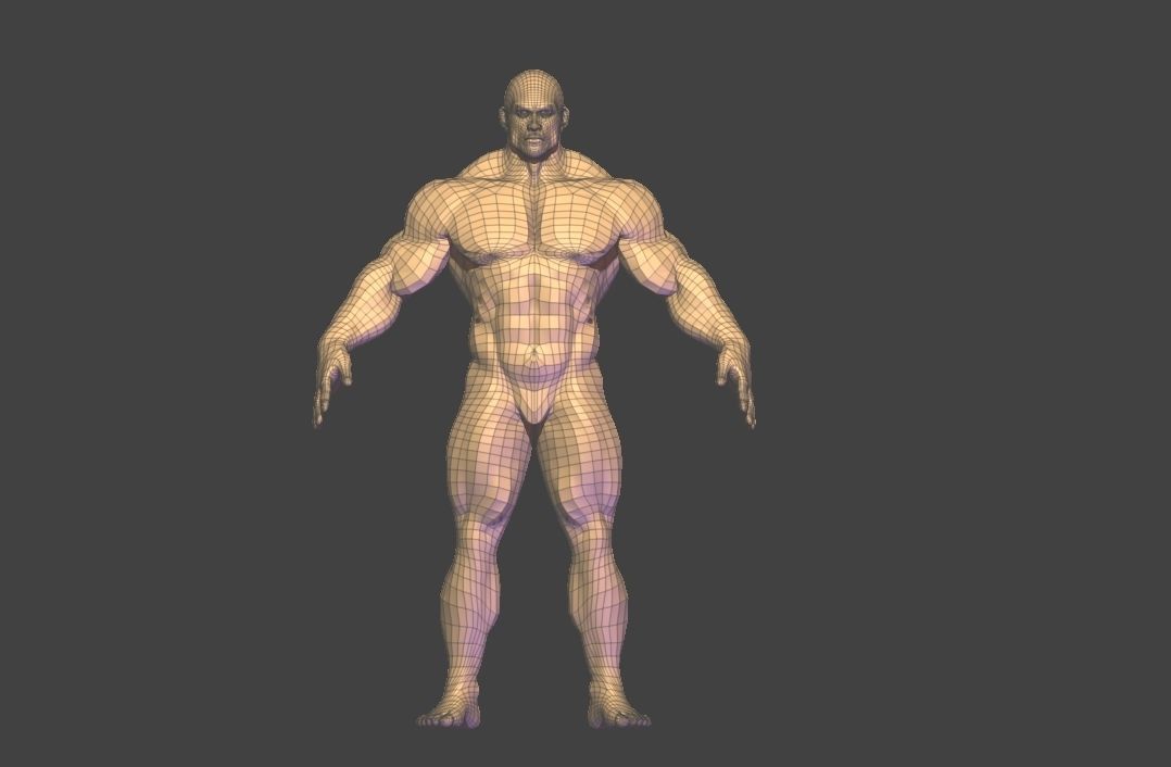 bodybuilder base mesh Low-poly 3D model_12