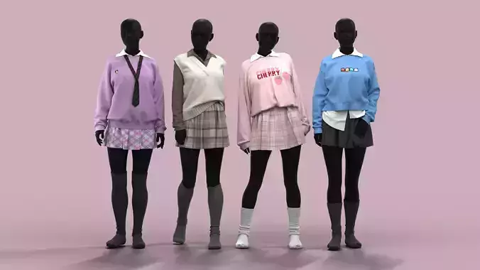  Realistic 3D Models Of School Uniforms  