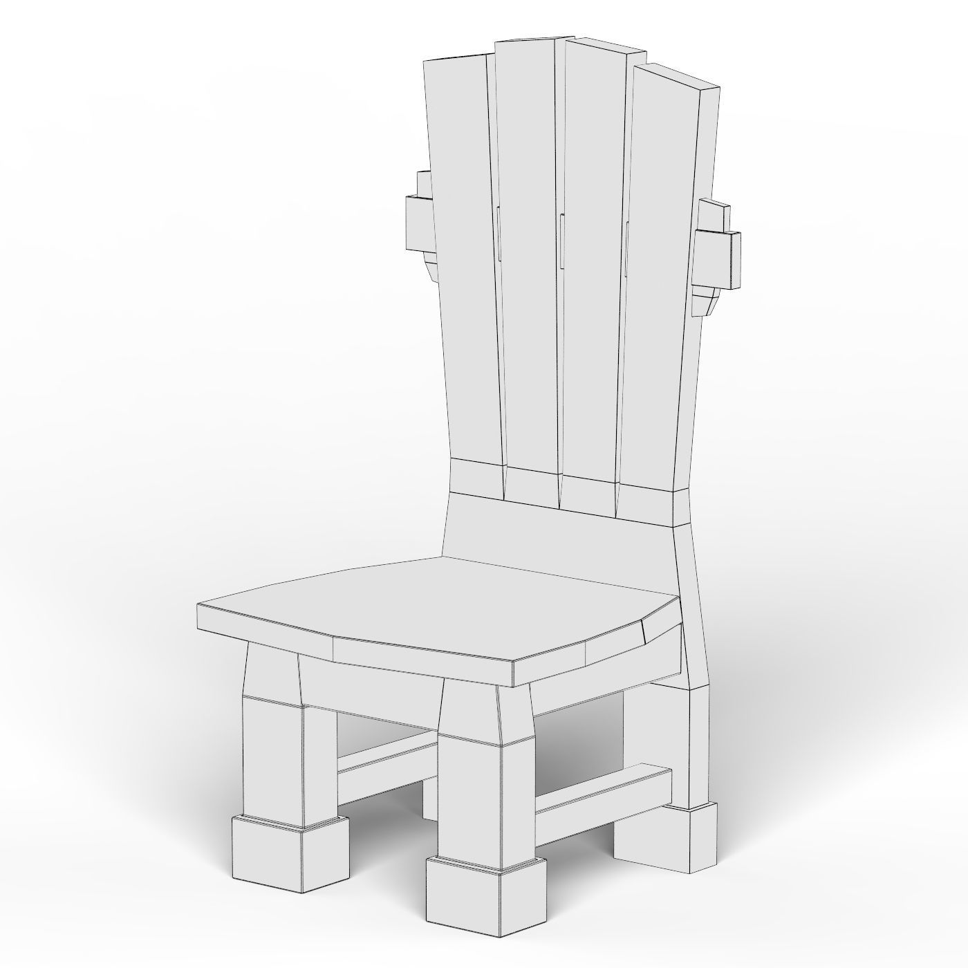 Wooden Chair 01 Low-poly 3D model_4