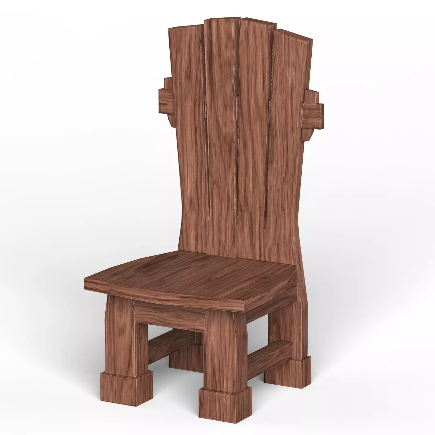 Wooden Chair 01 Low-poly 3D model_0