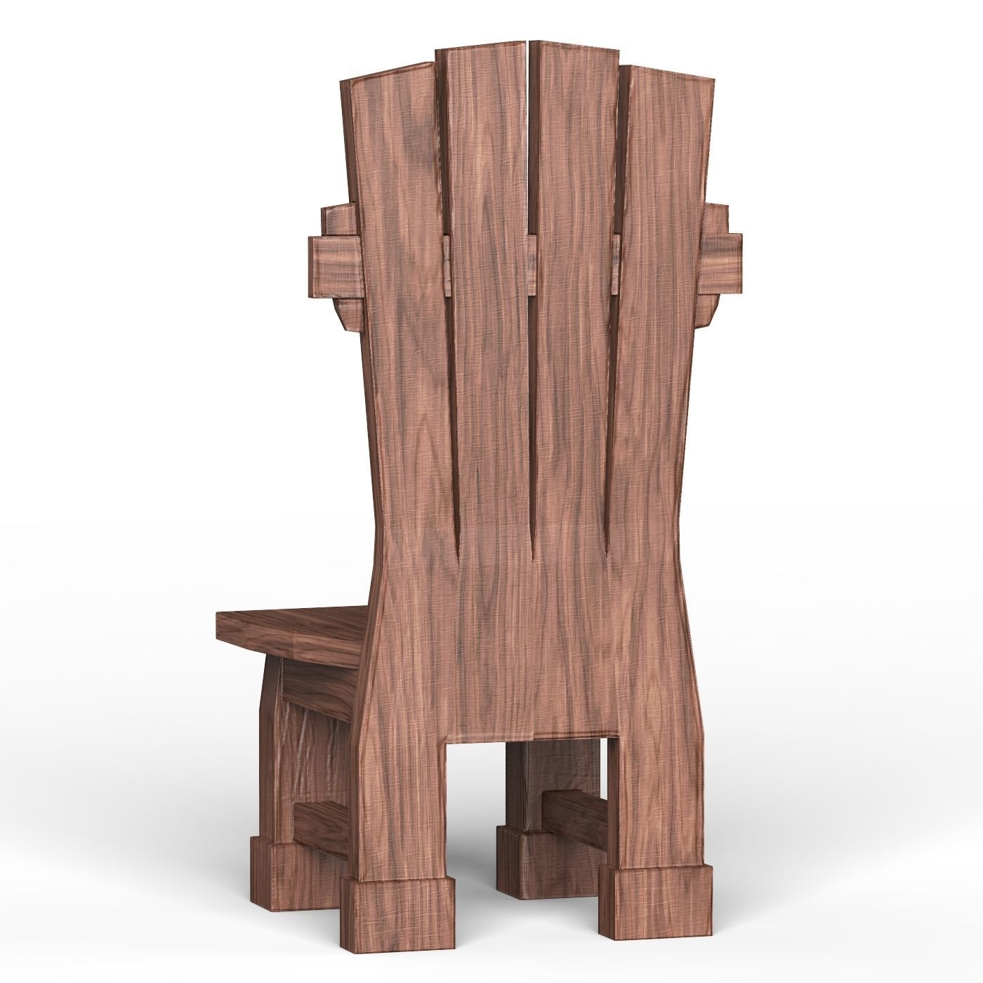 Wooden Chair 01 Low-poly 3D model_2