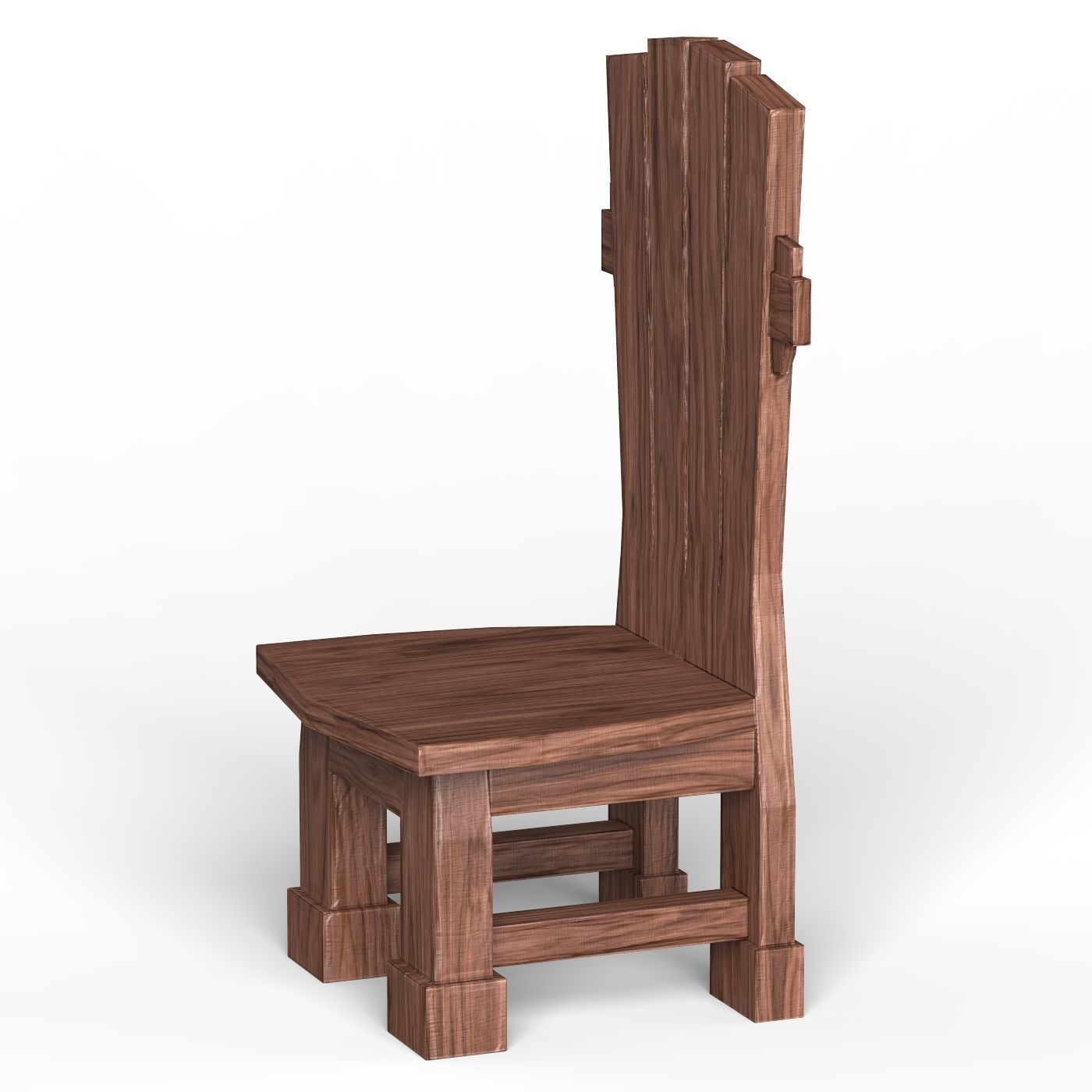 Wooden Chair 01 Low-poly 3D model_1