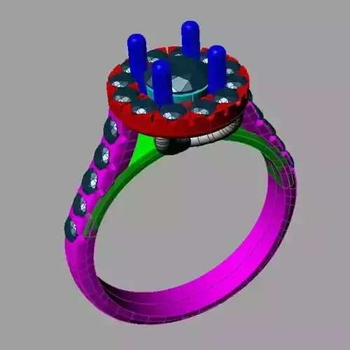 Women ring Engagement Solitarie gems Round Solitario D2022 3D print model