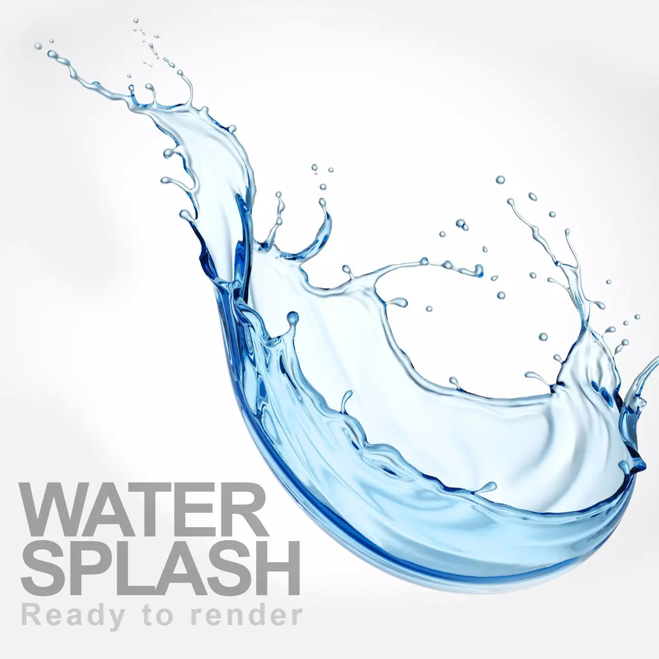 blue water liquid splash 3D model_0