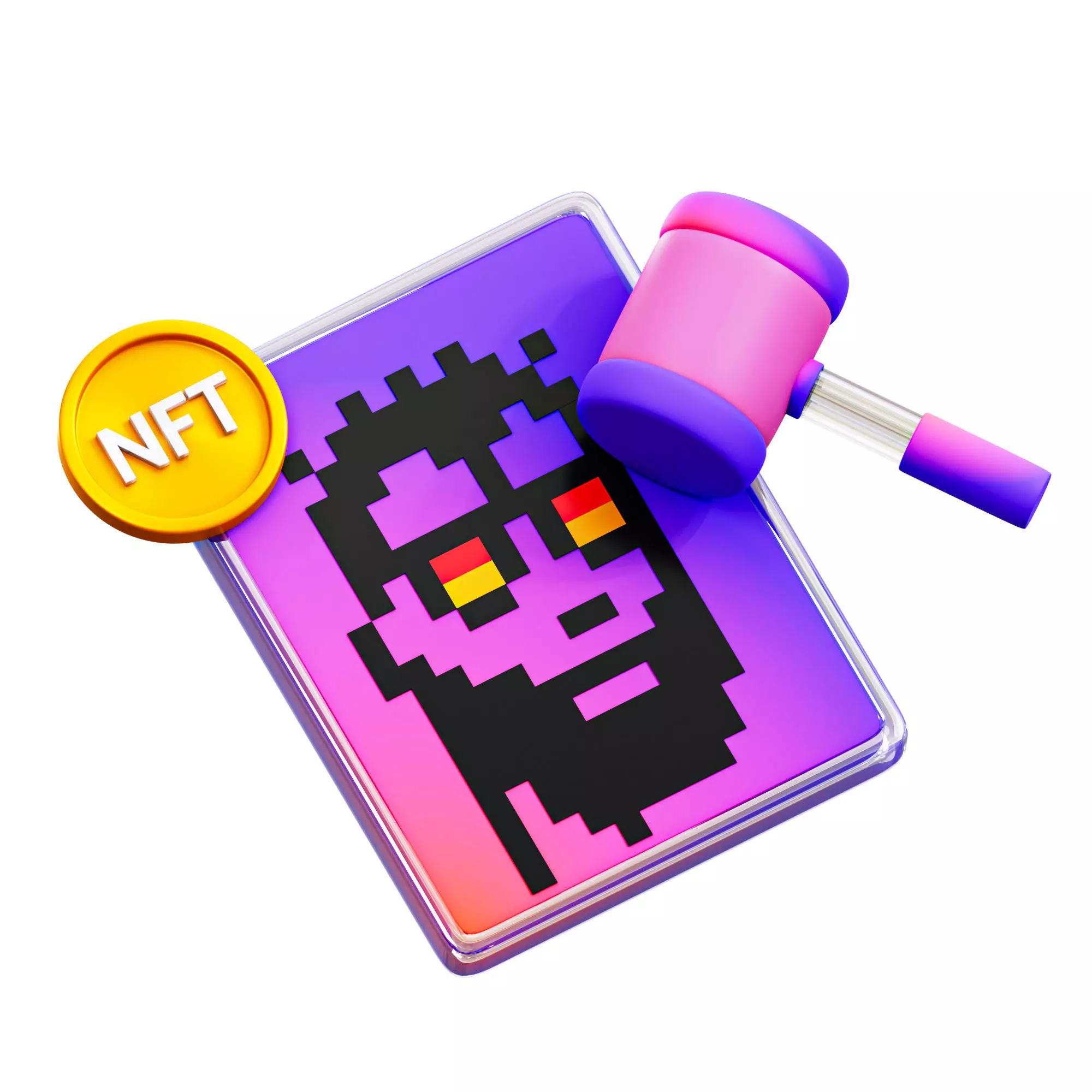 NFT Auction Low-poly 3D model_0