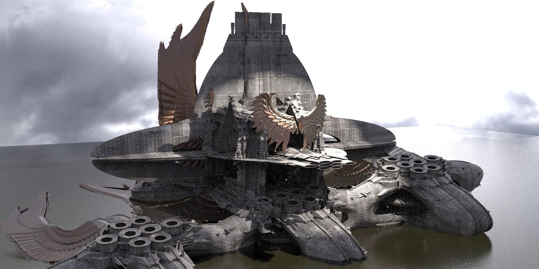 Floating Angel monolith Sci-fi Arch Hive 3D model_1