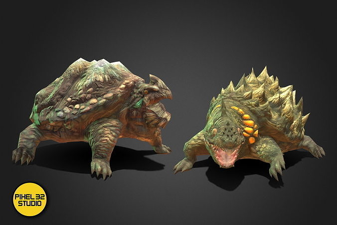 Fantasy Creature - Battle Turtles Low-poly 3D model