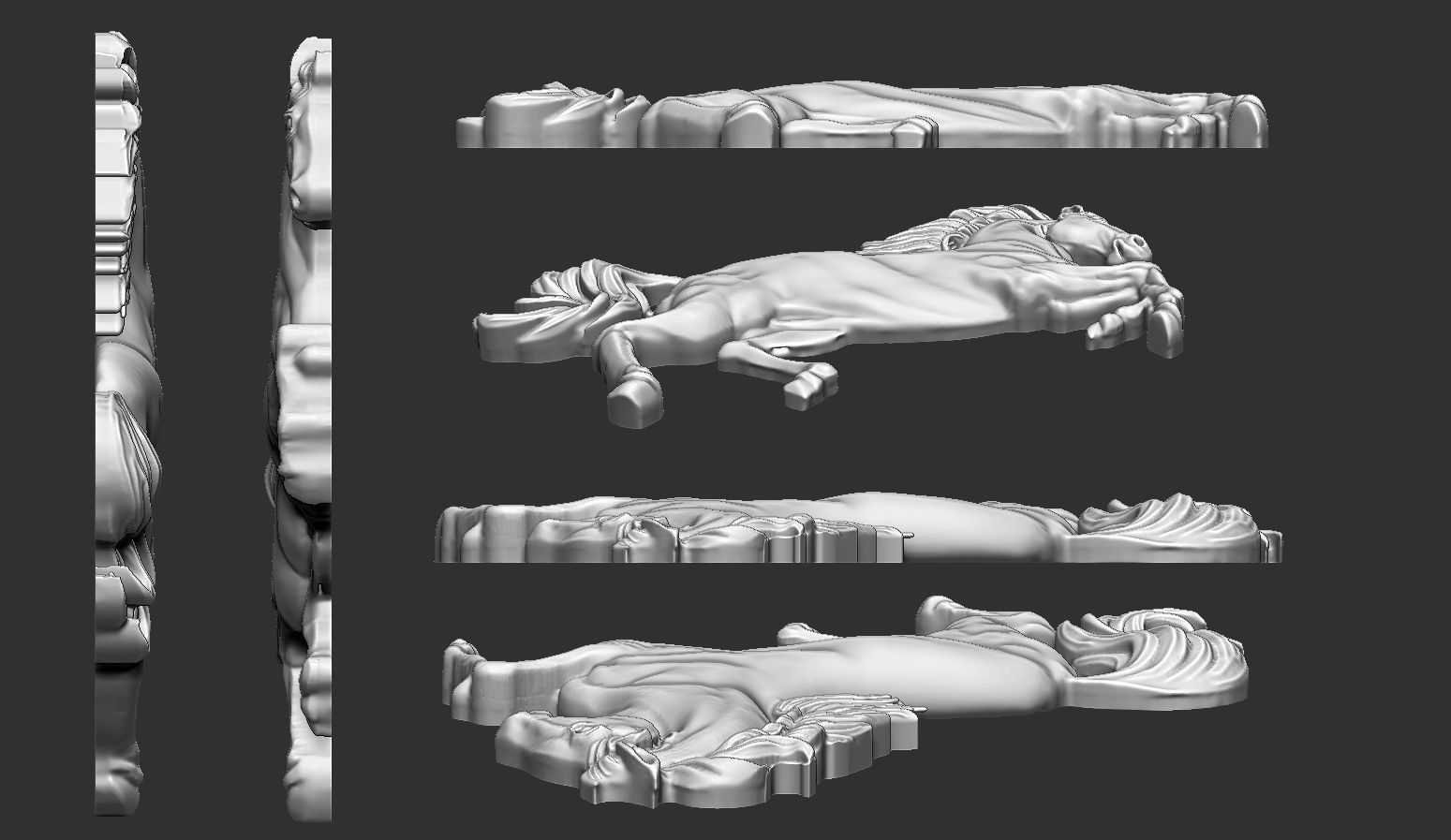 Horse Rearing Up Bas Relief 3D print model_7