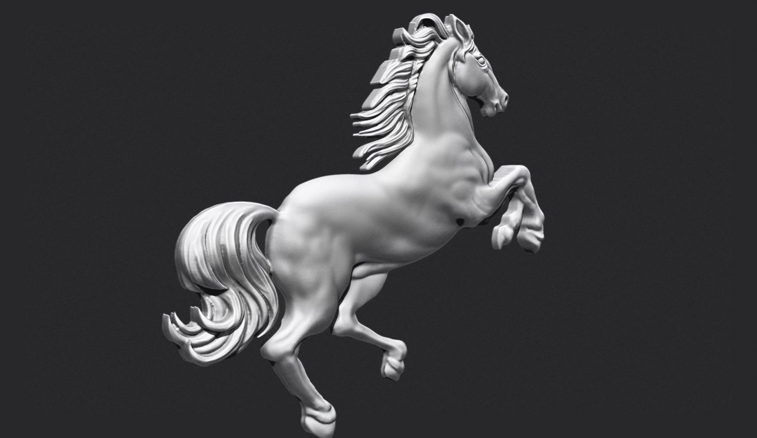 Horse Rearing Up Bas Relief 3D print model_1