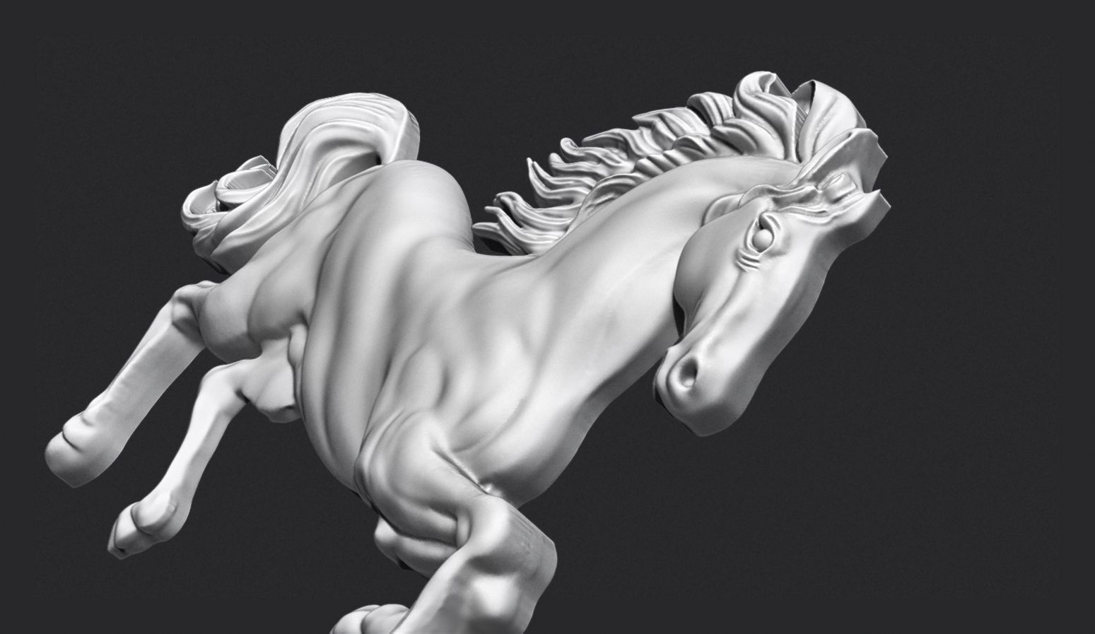 Horse Rearing Up Bas Relief 3D print model_6