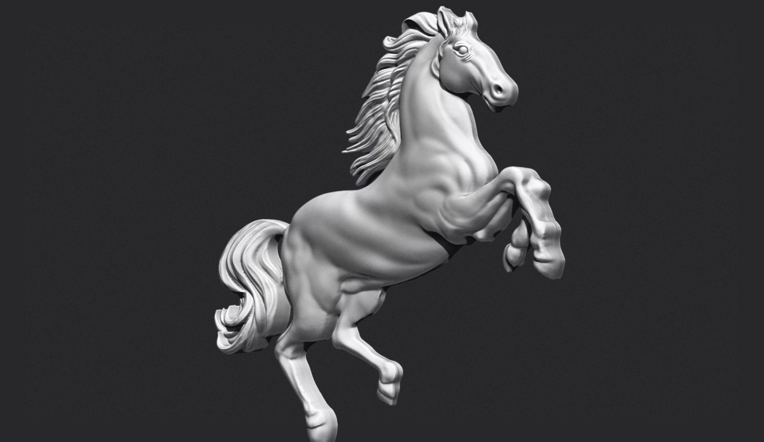 Horse Rearing Up Bas Relief 3D print model_2