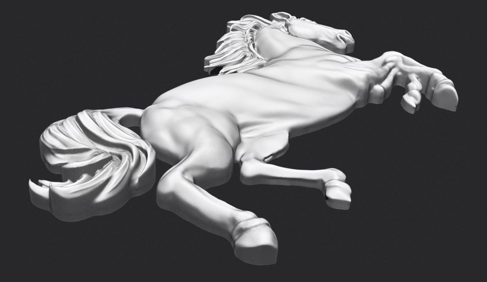 Horse Rearing Up Bas Relief 3D print model_3