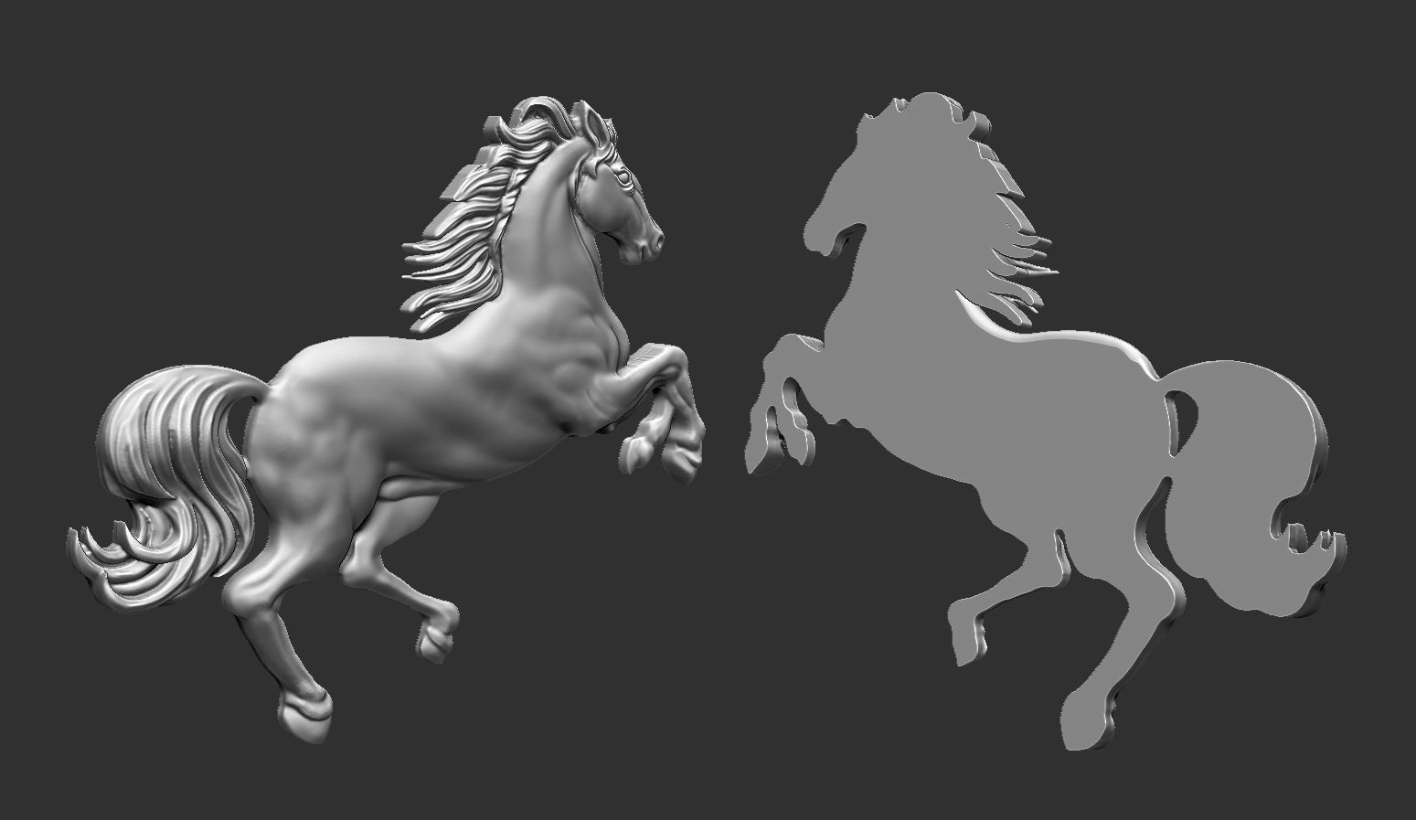 Horse Rearing Up Bas Relief 3D print model_8