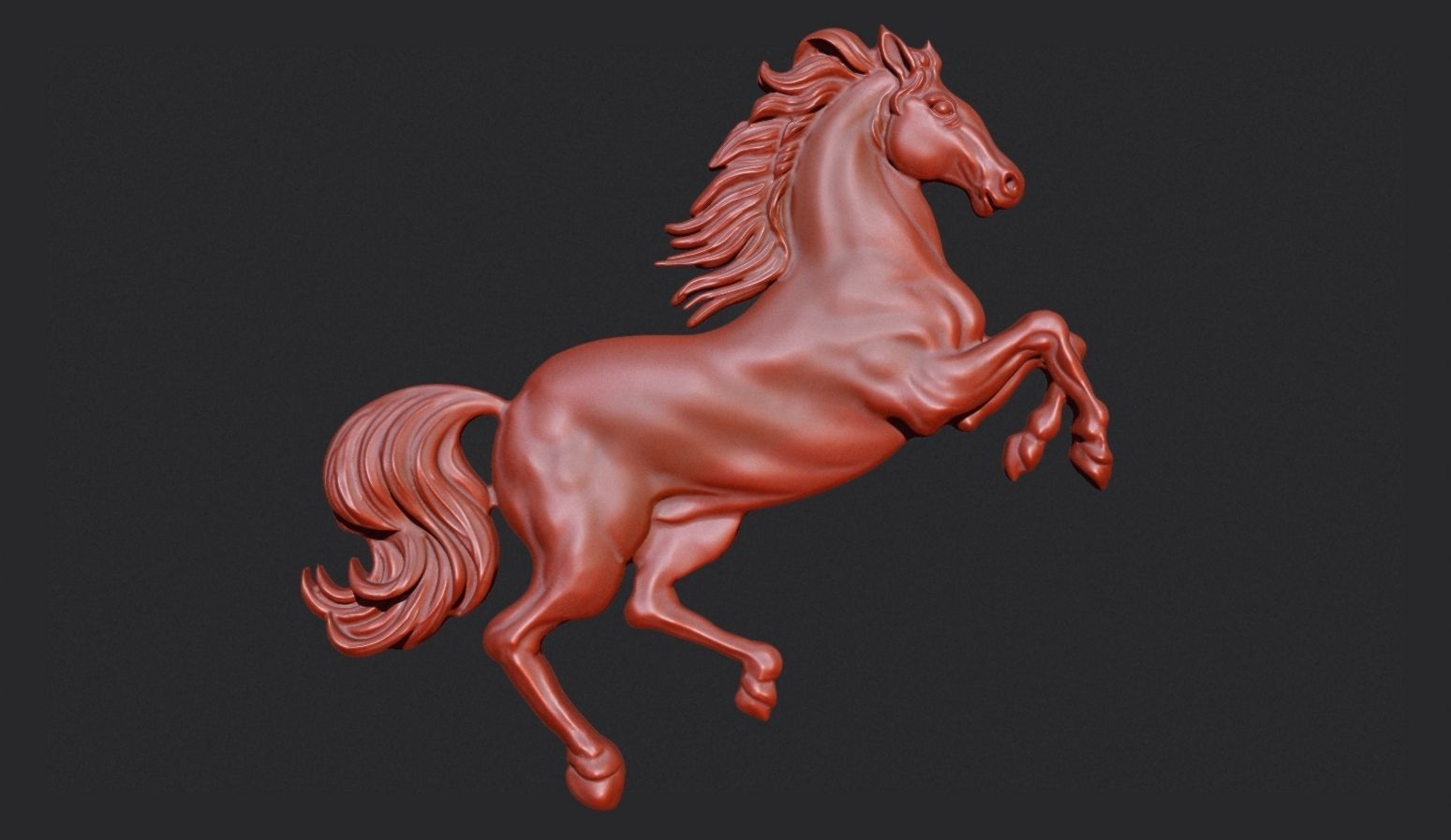 Horse Rearing Up Bas Relief 3D print model_9