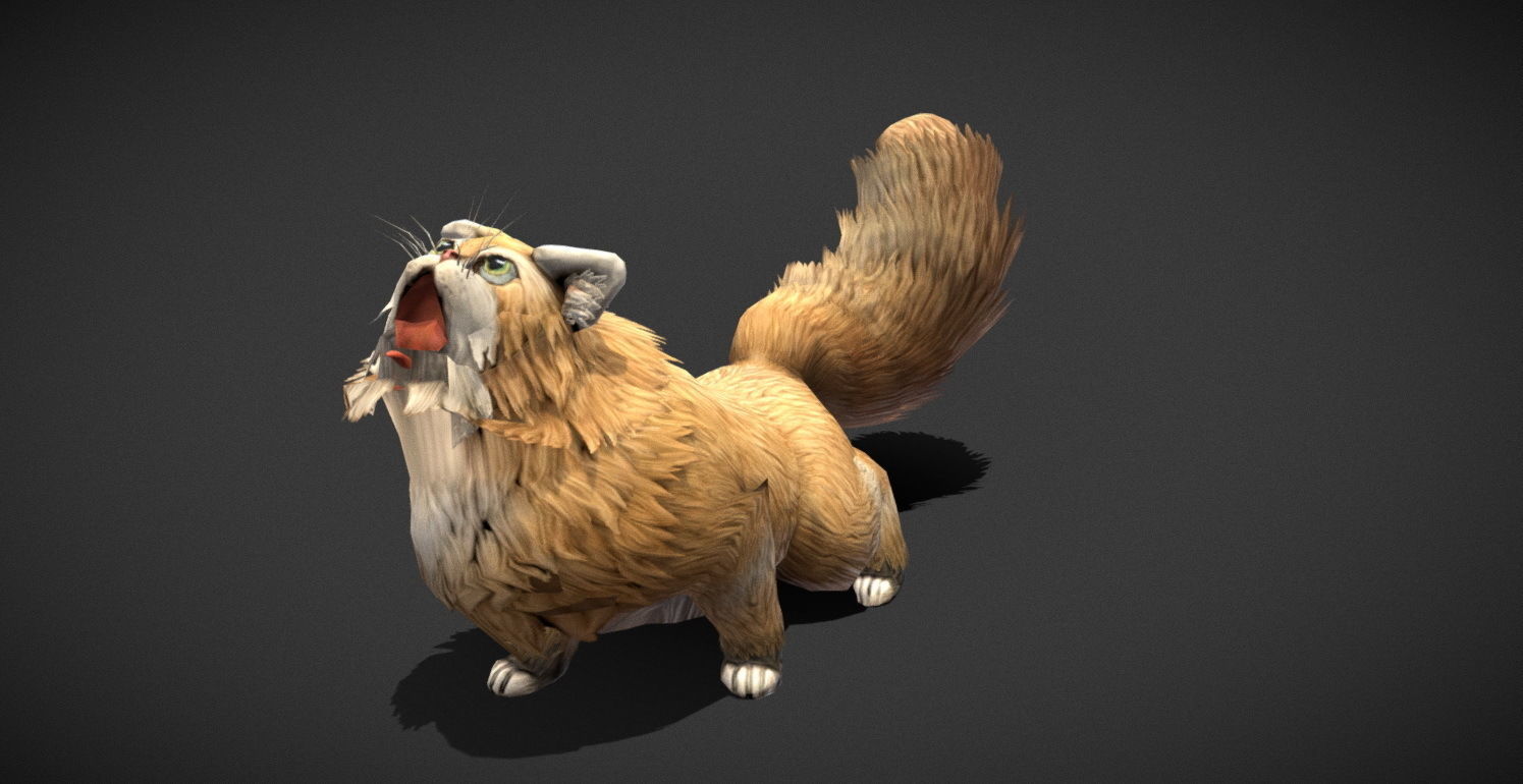 Fantasy Creature - Combat Cat Low-poly 3D model_33