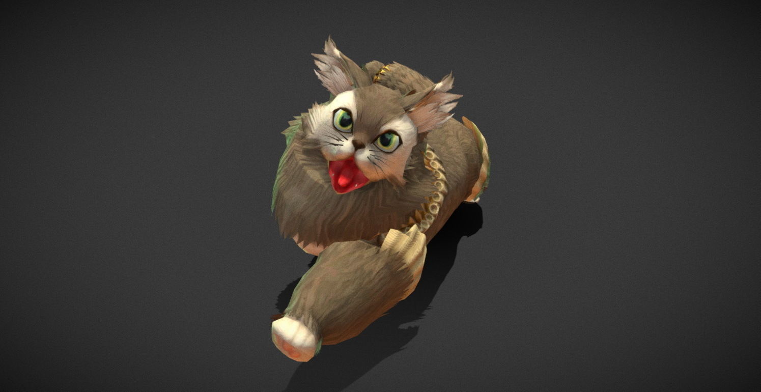 Fantasy Creature - Combat Cat Low-poly 3D model_19