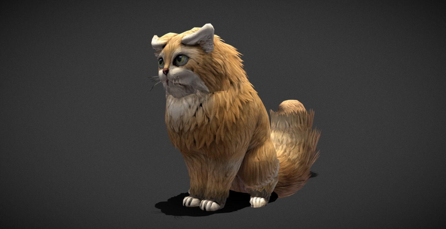 Fantasy Creature - Combat Cat Low-poly 3D model_36