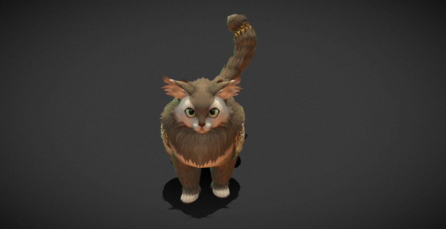 Fantasy Creature - Combat Cat Low-poly 3D model_16