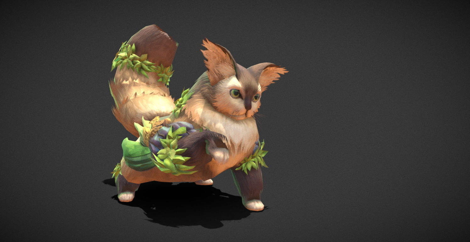 Fantasy Creature - Combat Cat Low-poly 3D model_6