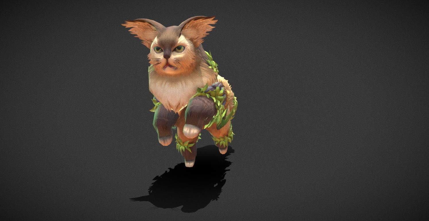 Fantasy Creature - Combat Cat Low-poly 3D model_10