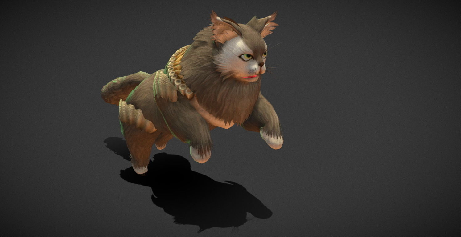 Fantasy Creature - Combat Cat Low-poly 3D model_22