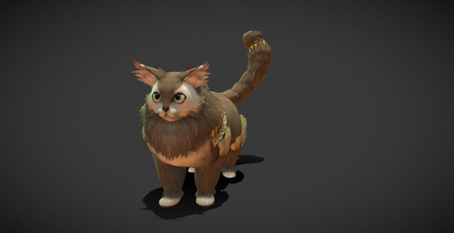 Fantasy Creature - Combat Cat Low-poly 3D model_13
