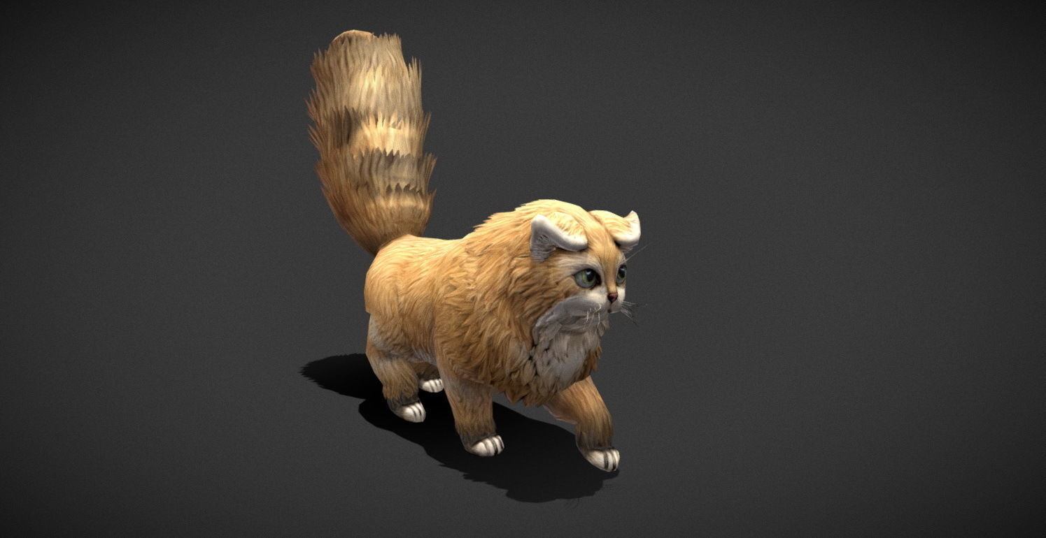 Fantasy Creature - Combat Cat Low-poly 3D model_31