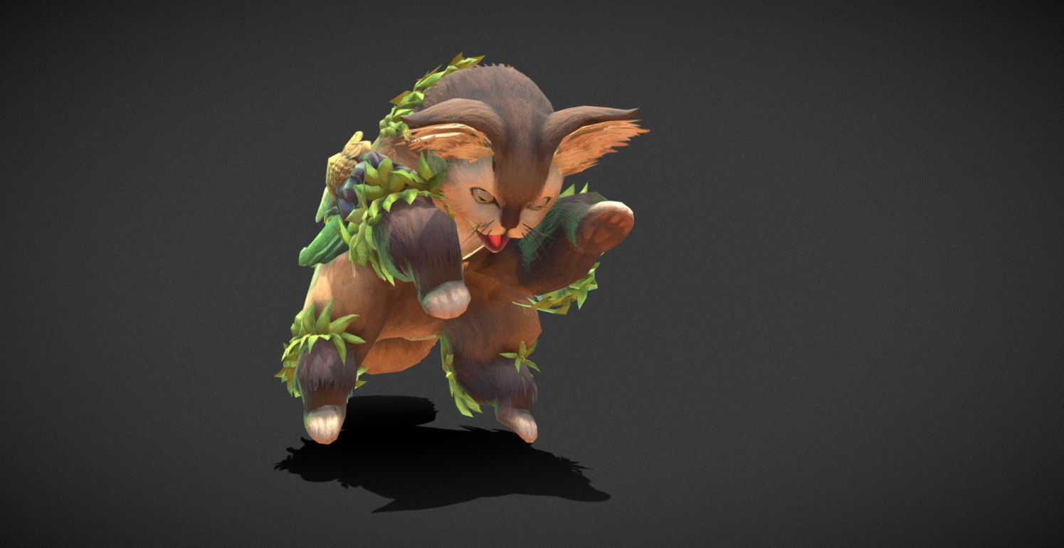 Fantasy Creature - Combat Cat Low-poly 3D model_7