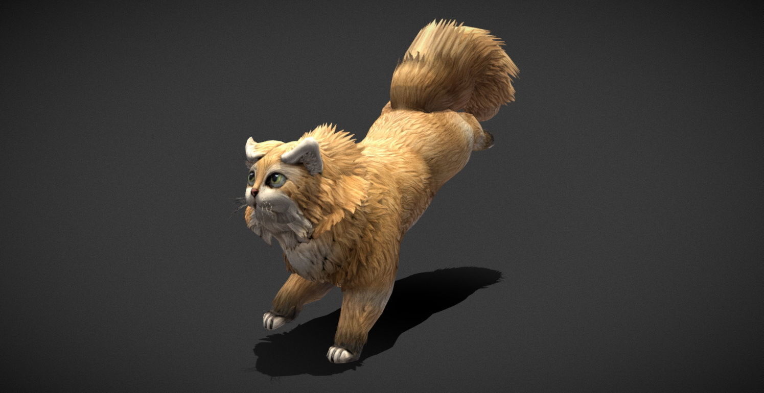 Fantasy Creature - Combat Cat Low-poly 3D model_37