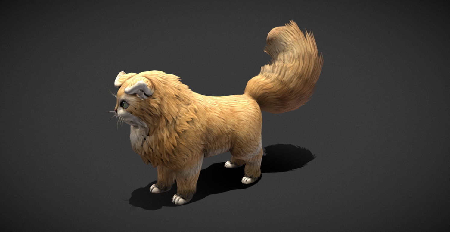 Fantasy Creature - Combat Cat Low-poly 3D model_29