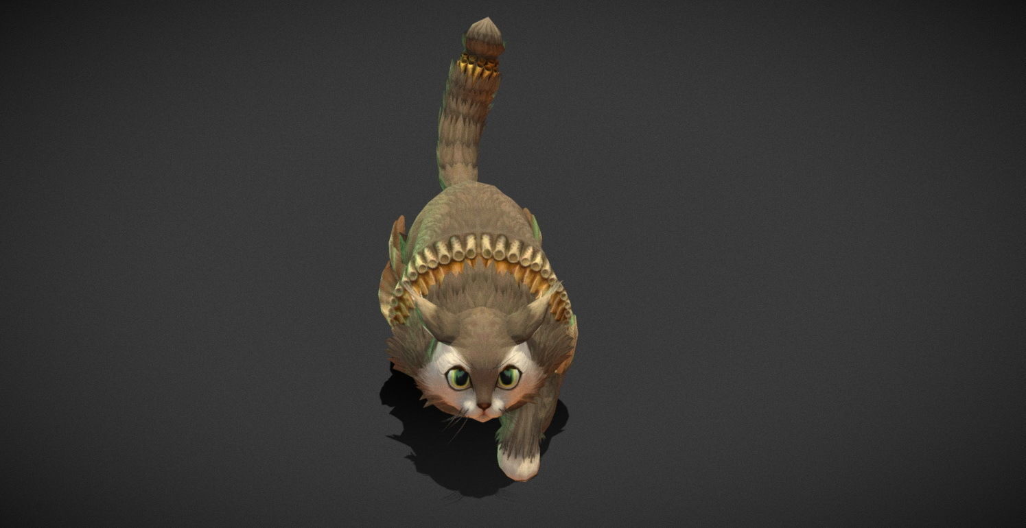 Fantasy Creature - Combat Cat Low-poly 3D model_17