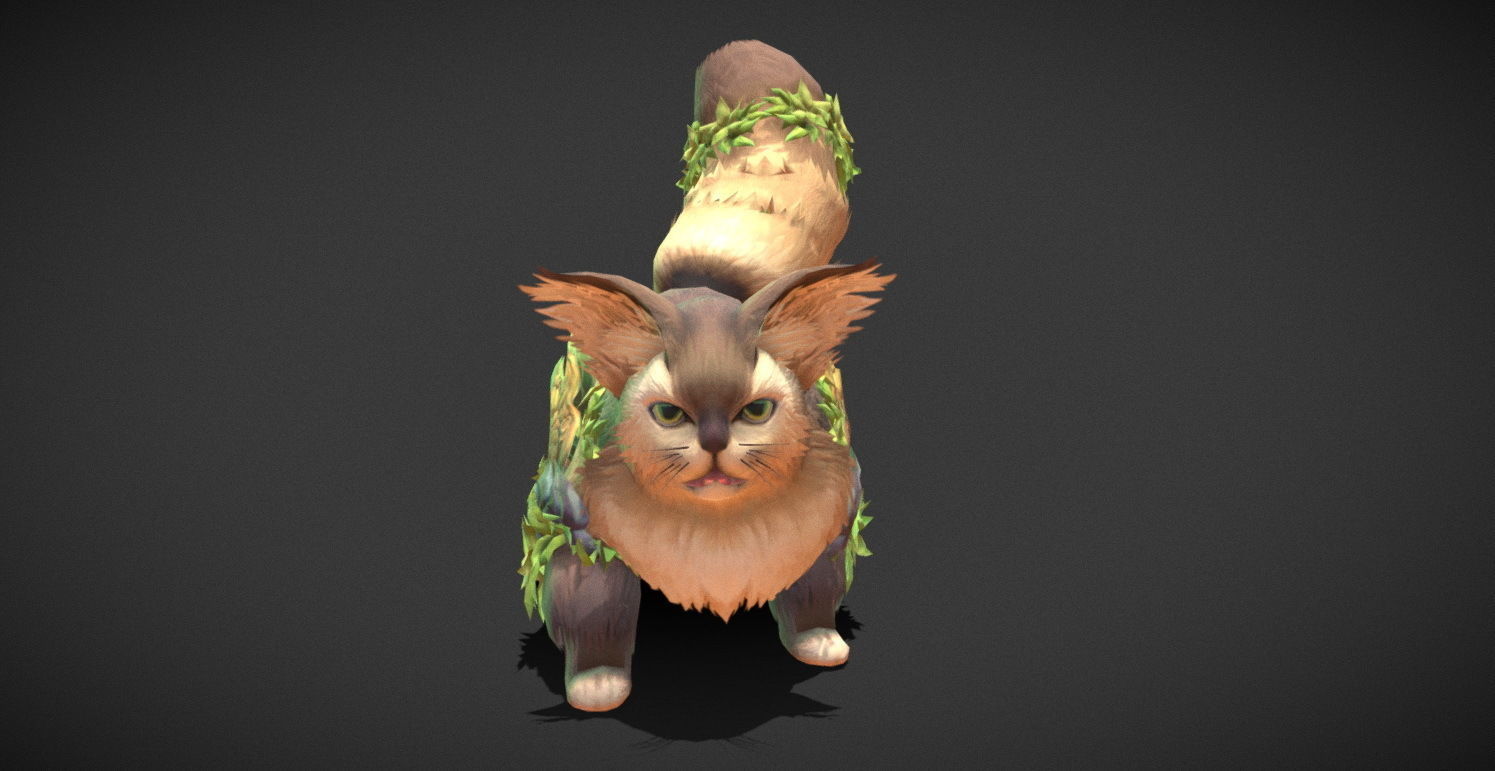 Fantasy Creature - Combat Cat Low-poly 3D model_3