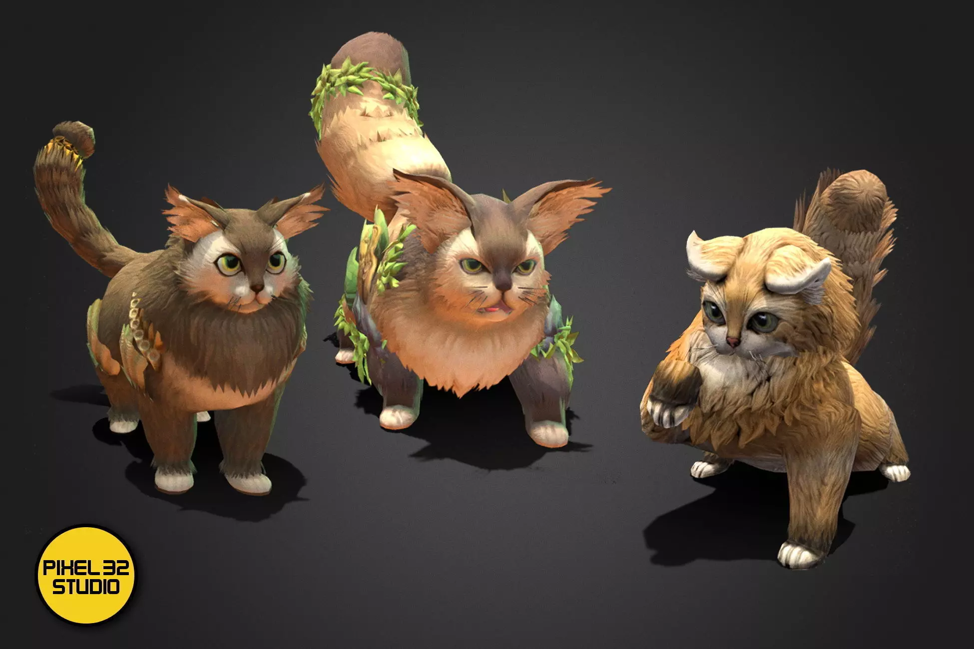 Fantasy Creature - Combat Cat Low-poly 3D model_0