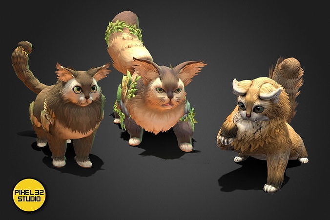 Fantasy Creature - Combat Cat Low-poly 3D model