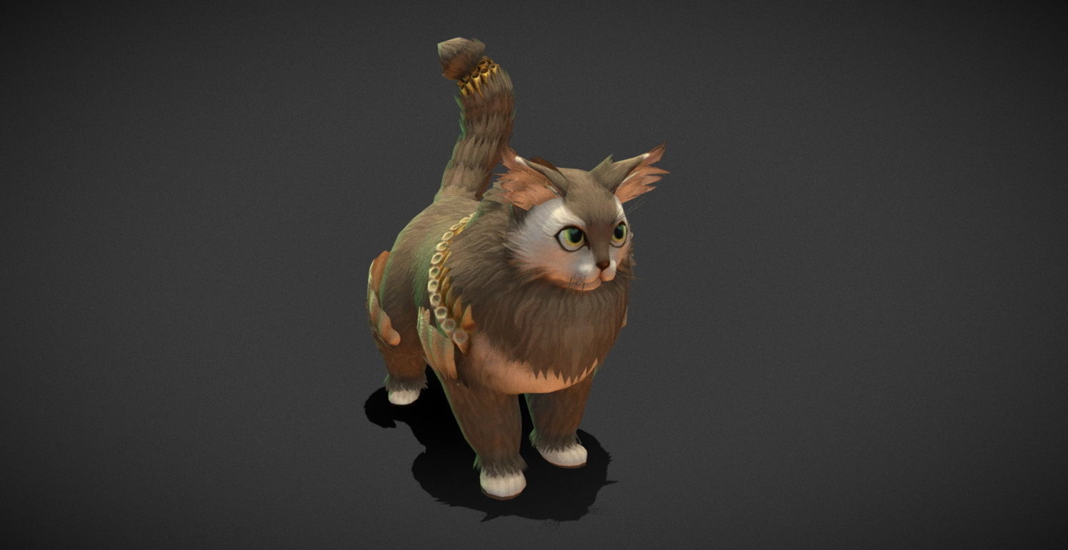 Fantasy Creature - Combat Cat Low-poly 3D model_14