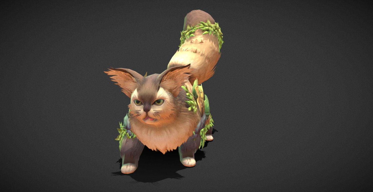 Fantasy Creature - Combat Cat Low-poly 3D model_2