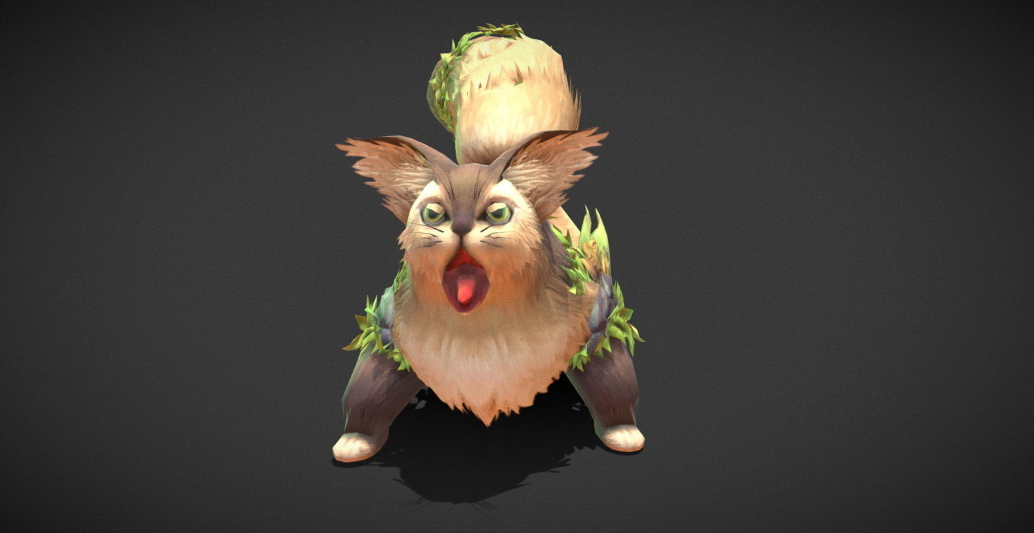 Fantasy Creature - Combat Cat Low-poly 3D model_1