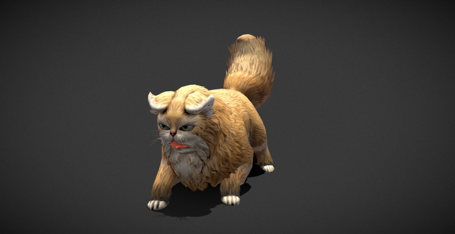 Fantasy Creature - Combat Cat Low-poly 3D model_32