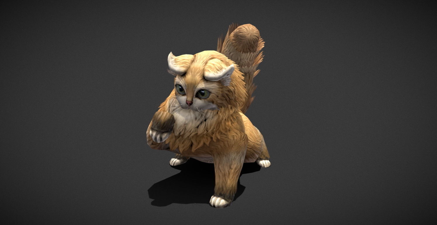 Fantasy Creature - Combat Cat Low-poly 3D model_35