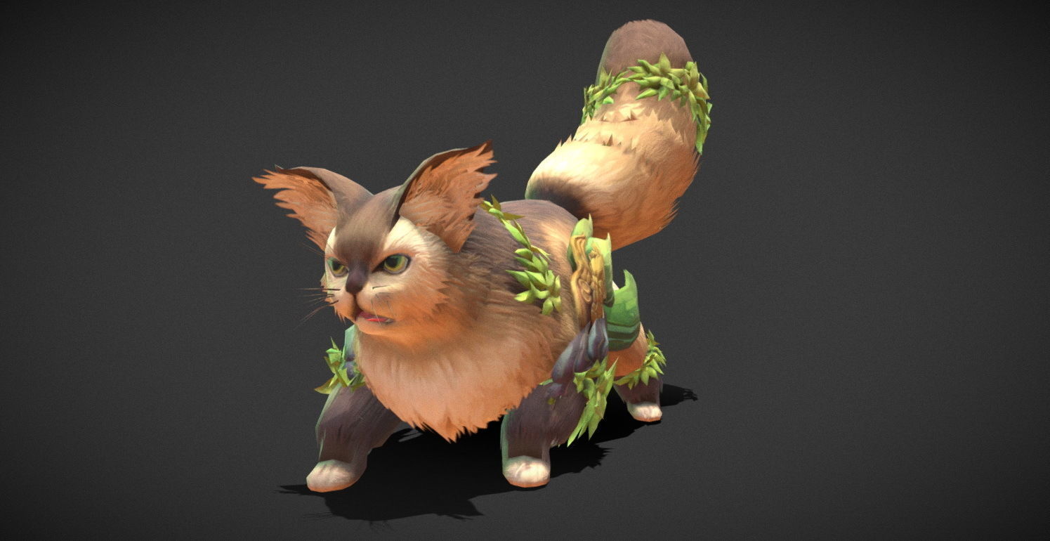 Fantasy Creature - Combat Cat Low-poly 3D model_12
