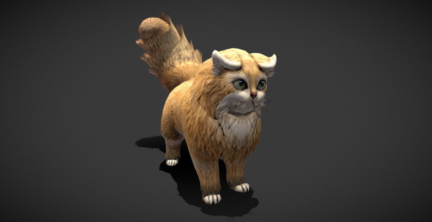 Fantasy Creature - Combat Cat Low-poly 3D model_28