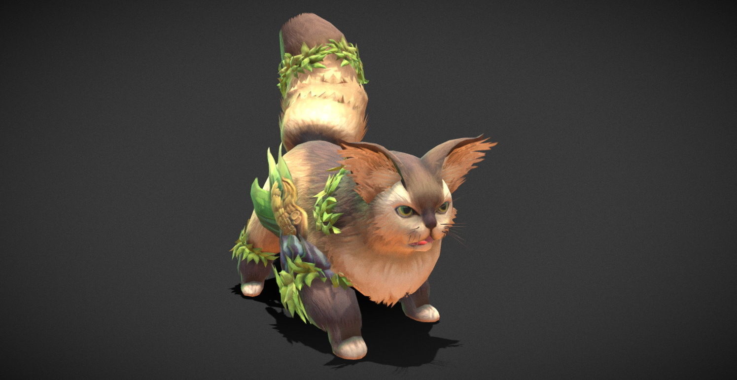 Fantasy Creature - Combat Cat Low-poly 3D model_4