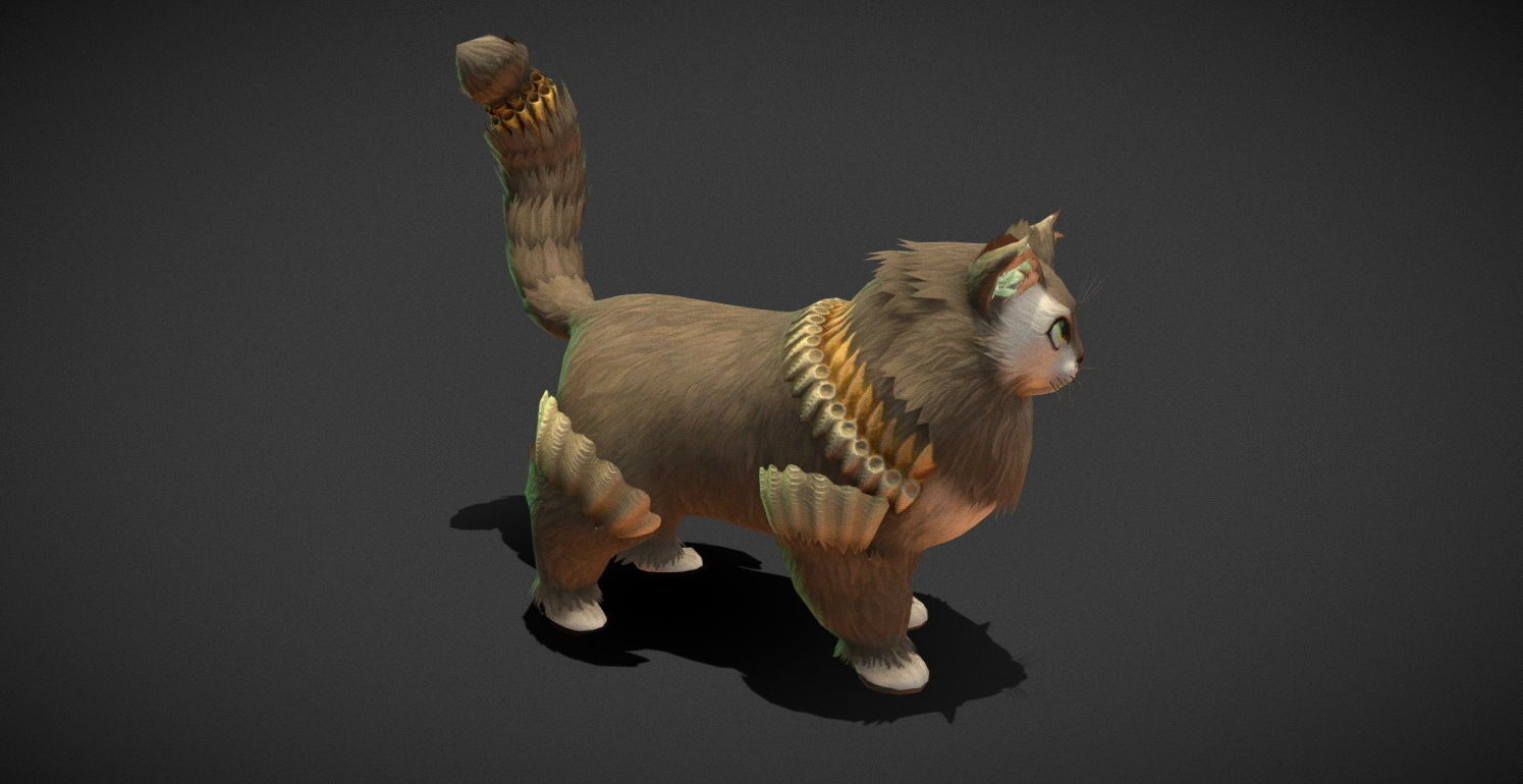 Fantasy Creature - Combat Cat Low-poly 3D model_15