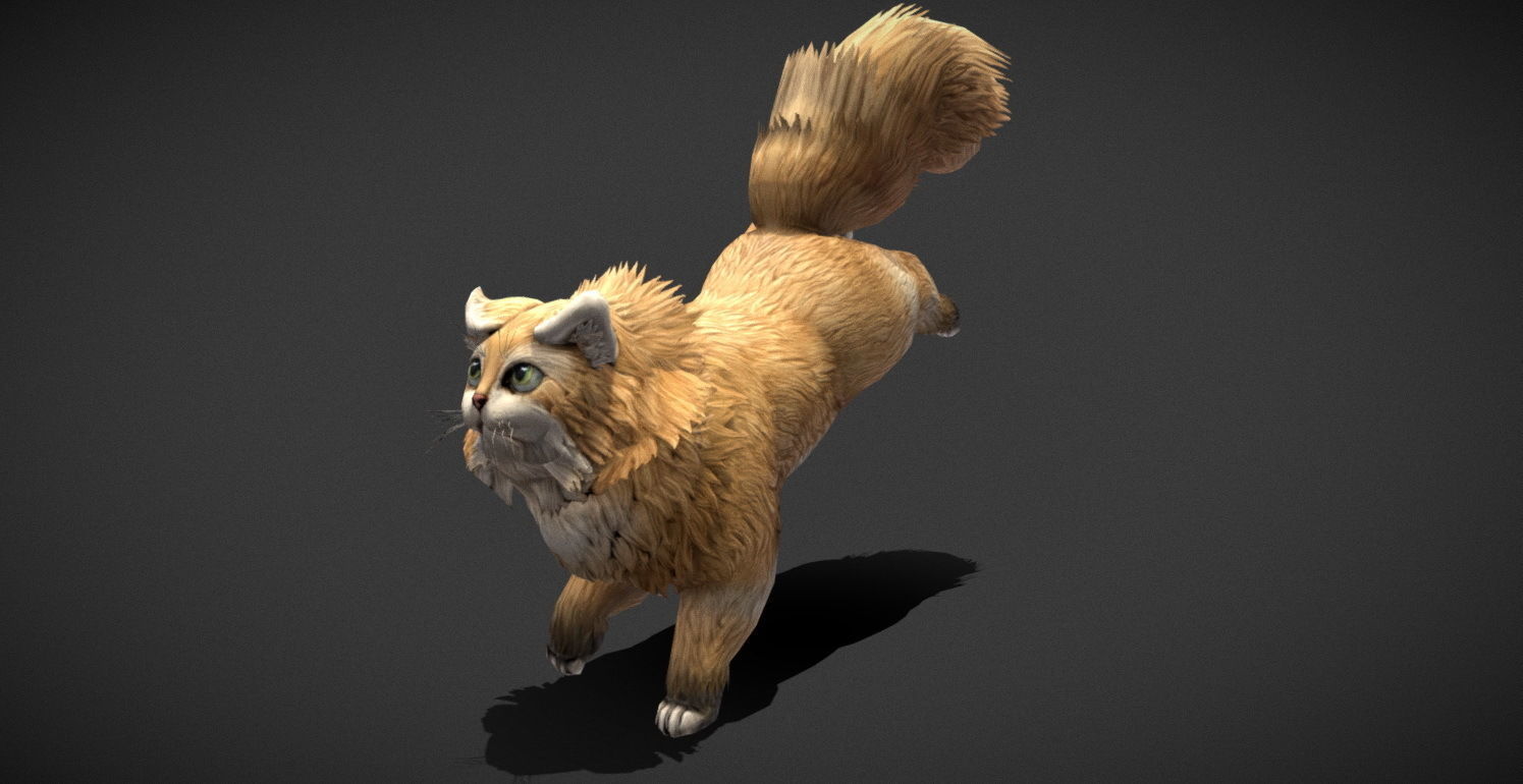 Fantasy Creature - Combat Cat Low-poly 3D model_38